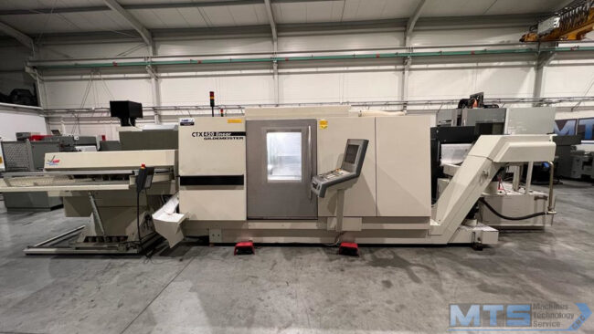 Tokarka CNC DMG GILDEMEISTER CTX 420 linear z przeciwrzecionem, osią C, napędzanymi narzędziami oraz podajnikiem